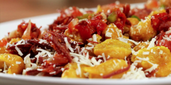 Nhoque de abóbora com carne seca