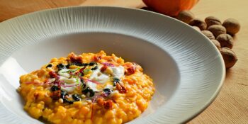 Risoto de abóbora e tomate seco