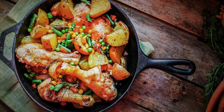 Frango com legumes com receita suculenta na panela de pressão