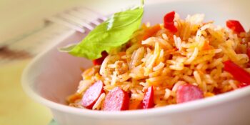 Risoto com linguiça