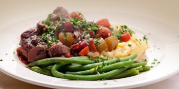 Ossobuco com vagem e risoto