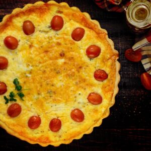 quiche de queijo suíço e tomates cereja tudo gostoso ana maria