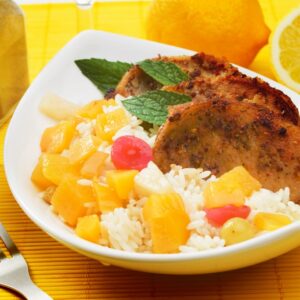 Costeletas de porco com arroz tropical ana maria braga