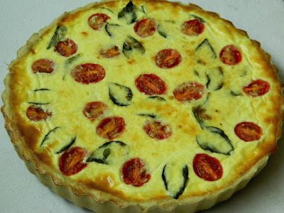 quiche de queijo suíço e tomates cereja  prático rápido 