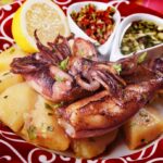 lula grelhada com batatas cozidas tudo gostoso