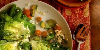 Salada de alface crespa, tomate e queijo