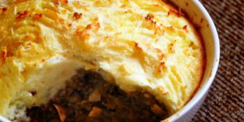 Carne de porco e batata doce gratinada