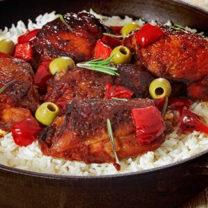 Sobrecoxas assadas com mel tudo gostoso