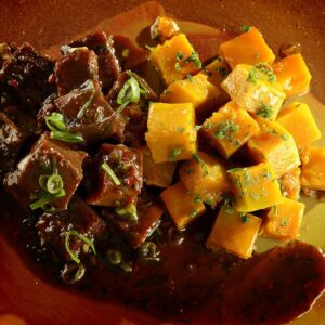 carne refogada com batata doce tudo gostoso