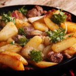 iscas de carne com batata