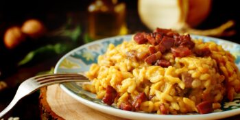 Risoto com abóbora e bacon