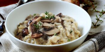 Risoto de vodka e cogumelos
