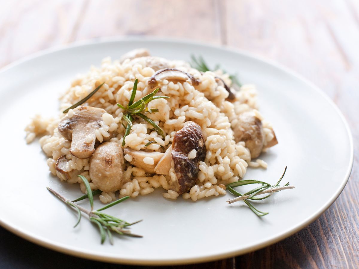 risoto de vodka e cogumelos