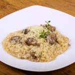 Risoto com coração de galinha
