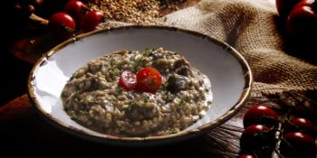 Risoto de trigo e carne