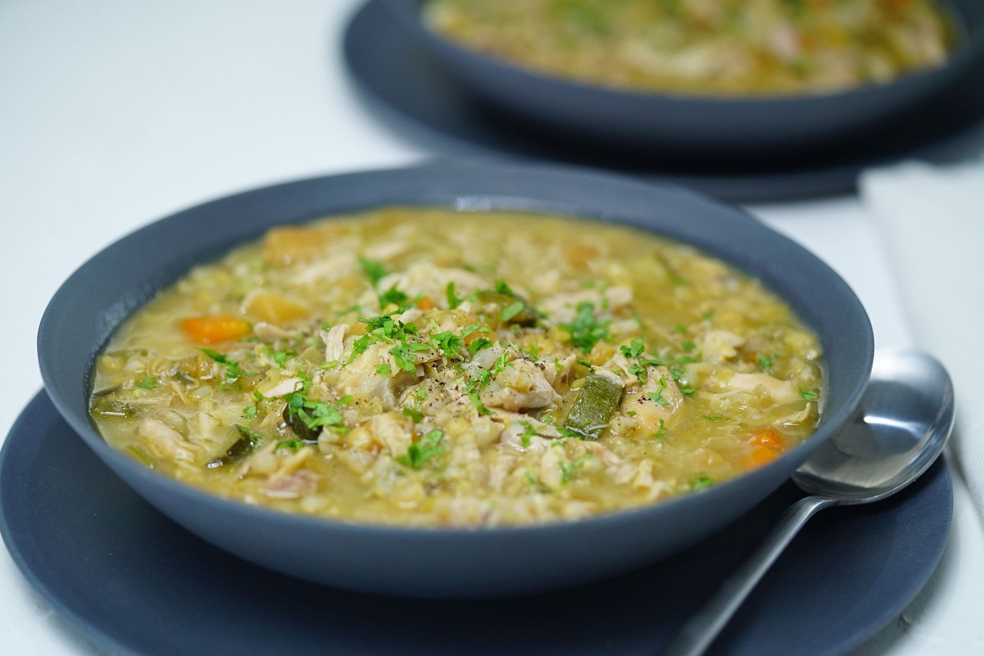 sopa de coração de frango e legumes