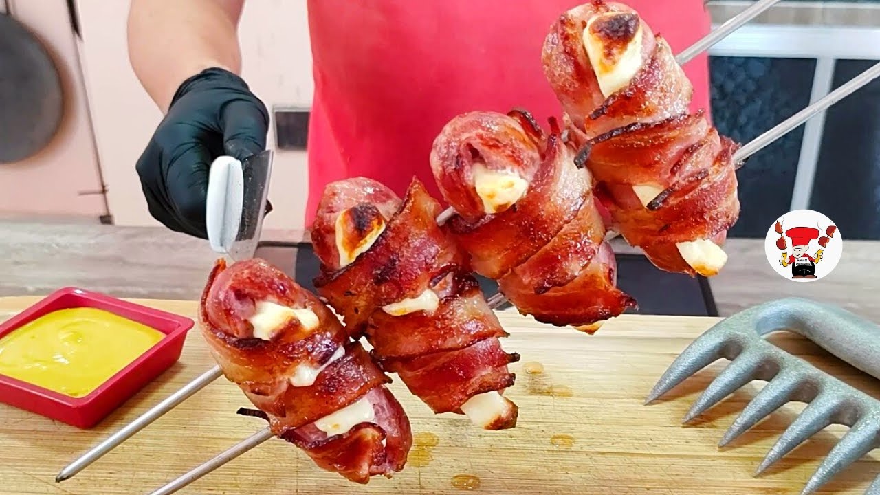 Como fazer aperitivo de queijo coalho com bacon?