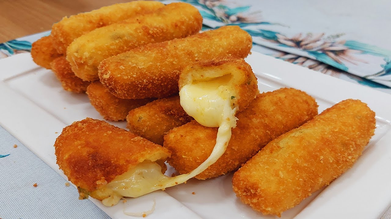 Como fazer croquete de batata com queijo e presunto?