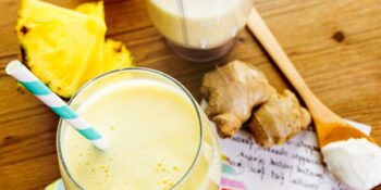 suco de abacaxi, ricota e gengibre