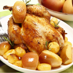 frango assado com maçã