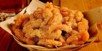 camarão com geleia de pimenta à milanesa