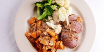 rosbife de vitela com legumes