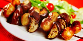 espetinho de berinjela e batata