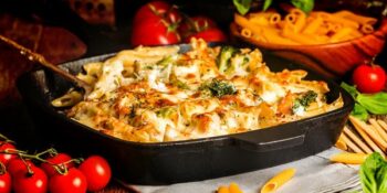 gratinado de macarrão e brócolis