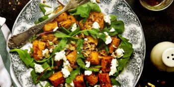 salada de abóbora, acelga e rúcula