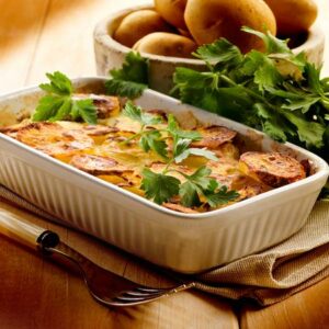 gratinado de batata e presunto tudo gostoso