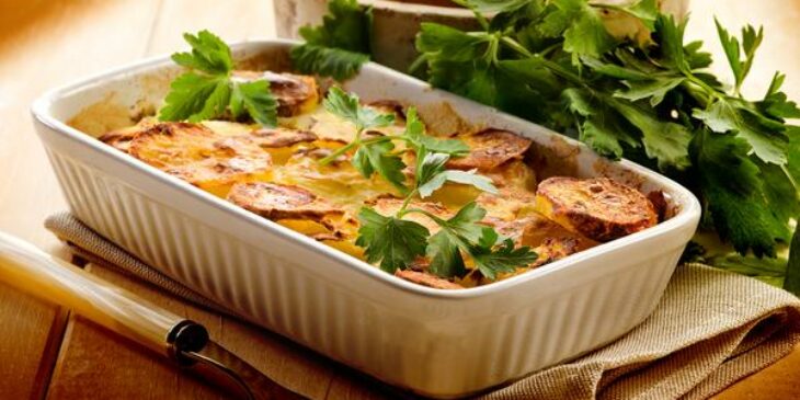 gratinado de batata e presunto tudo gostoso