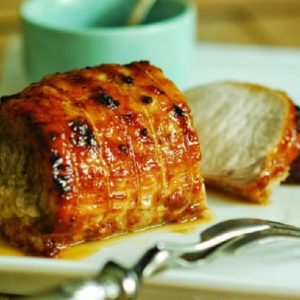 Lombo de porco assado com mostarda e cerveja