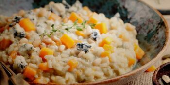 risoto com abóbora e gorgonzola