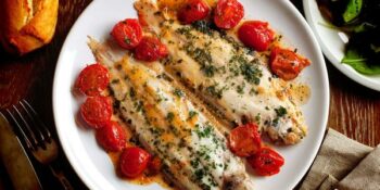 linguado grelhado com tomates