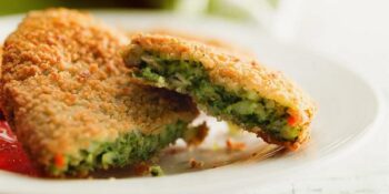 hambúrguer de couve-flor e espinafre à milanesa