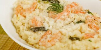 Arroz cremoso e camarão