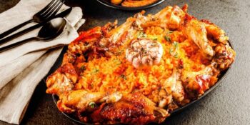frango assado com arroz de açafrão