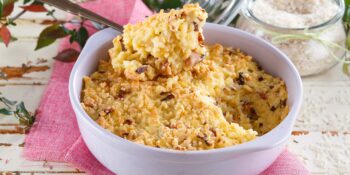 Arroz à carbonara com ovos