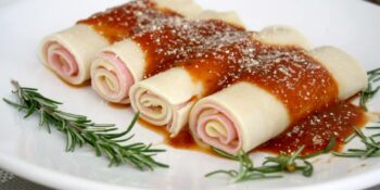 Canelone de presunto e queijo
