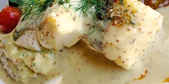 Filé de peixe ao molho branco gratinado