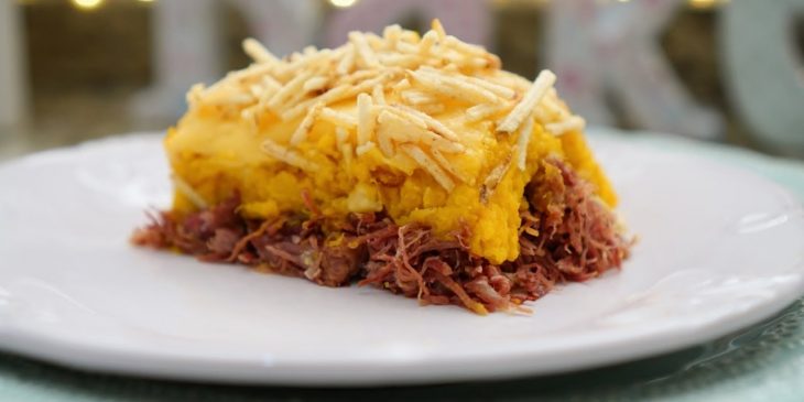 Escondidinho de abóbora com carne de sol