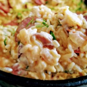 Arroz cremoso com linguiça tão fácil e gostoso que você vai querer fazer em todas as comemorações