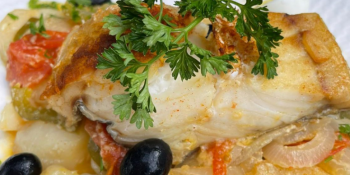 Filé de bacalhau assado