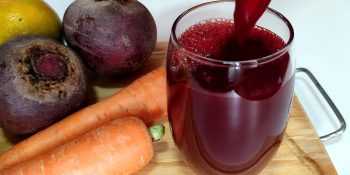 Suco de inhame com beterraba e cenoura