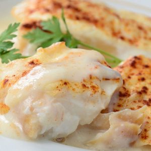 Bacalhau gratinado no forno