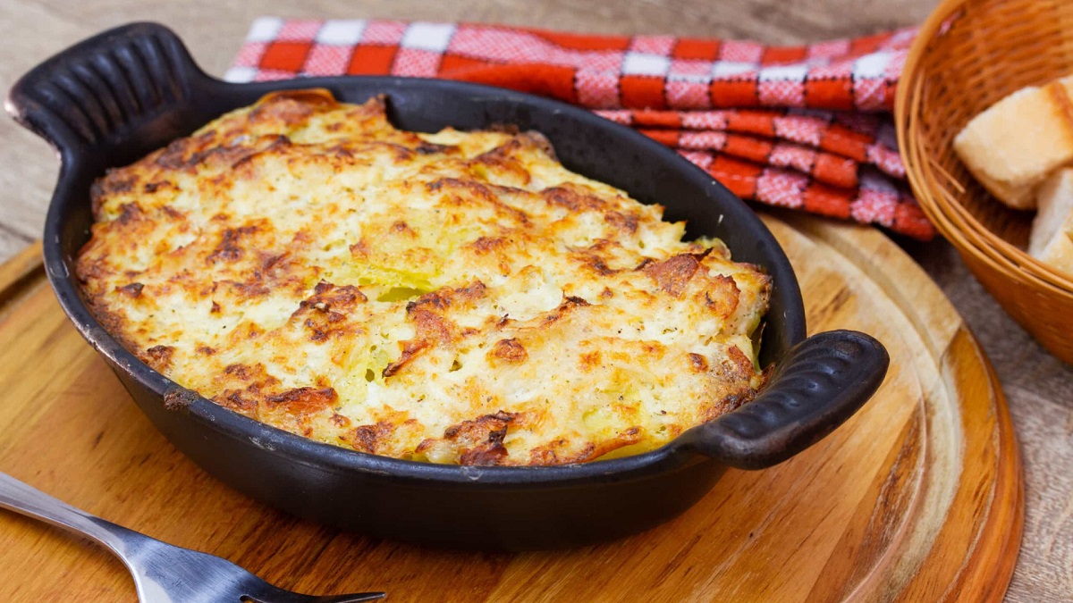 Bacalhau gratinado no forno 