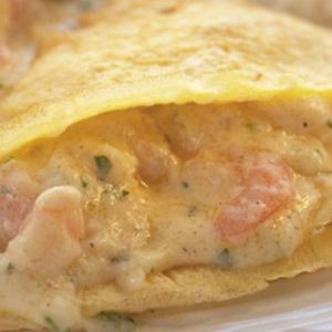 Crepe de camarão cremoso para servir aos amigos somente os mais badalados das festas