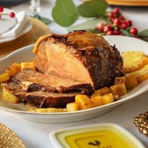 pernil assado com abacaxi