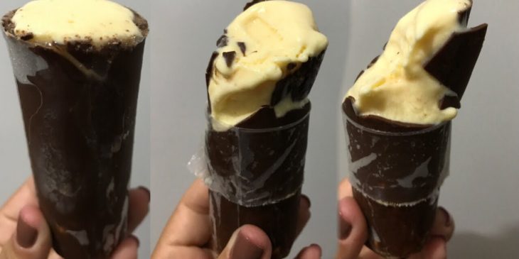 Geladinho de chocolate bem cremosinho para ser seu refrescar favorito @babi