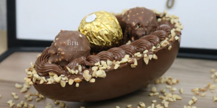 Receita de ovo de páscoa Ferrero Rocher caseiro trufado bem fácil @brunacozinha